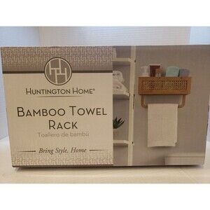 New In Box Huntington Home Bamboo Wood Wall Towel Rack Natural Aldi